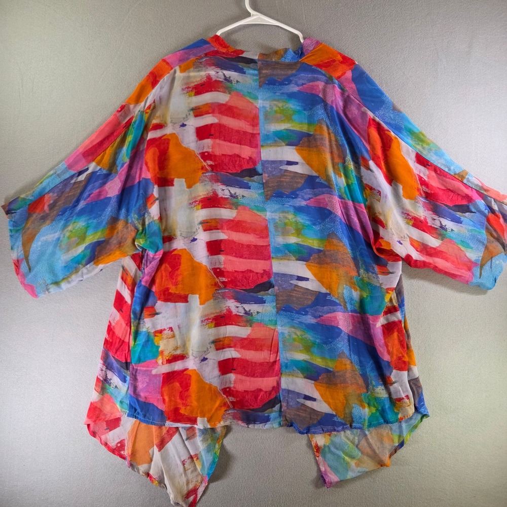 APNY Sheer Colorful Abstract Kimono Cardigan Jacket Cupro Blend Wearable Art M - Picture 4 of 6
